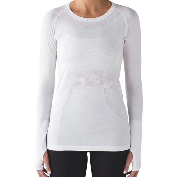 Lululemon Swiftly Tech Long Sleeve Crew Silverescent X-STATIC Seamless White 4 - Picture 1 of 5